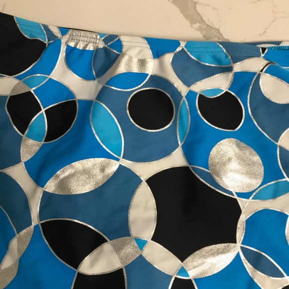 Bikini Bay Skirted Swimsuit bottom Women’s US 12 Blue Silver Black Circles - Picture 5 of 9